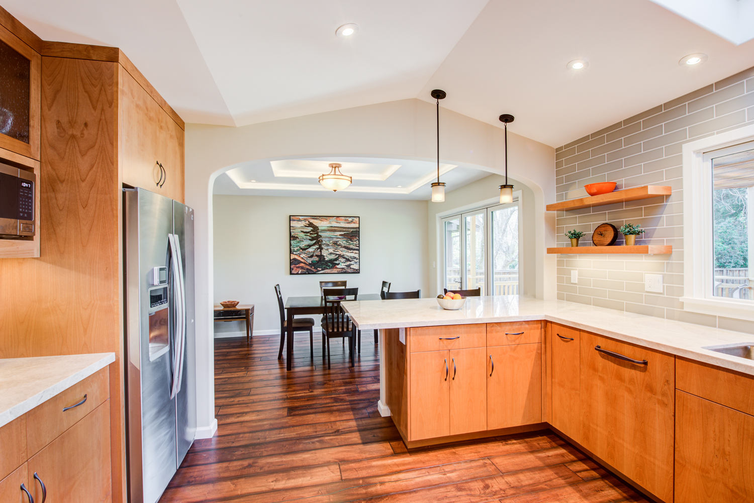 Neutral Compact Kitchen + Living Remodel - Levitch Associates, Inc.